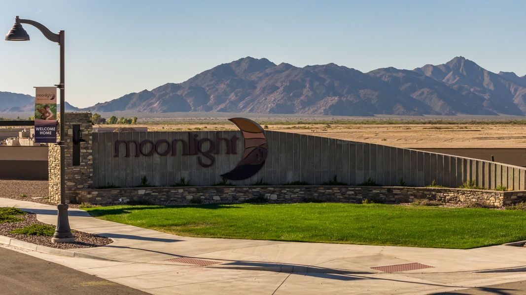 Entrance to the Moonlight community in Maricopa, AZ, featuring signage and landscaping (Image 2).