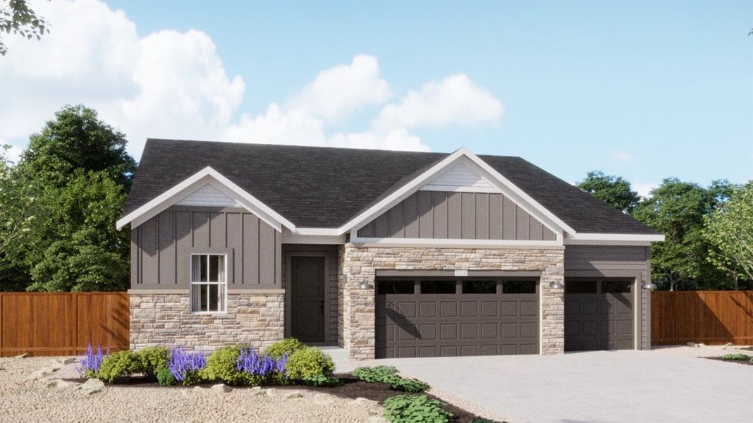 Front exterior of a home in the The Estates Collection at Talon Pointe community, located in Thornton, CO (Image 10).