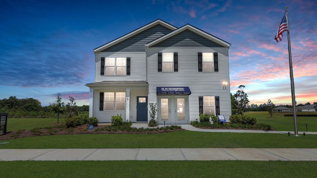 Front exterior of a home in the The Ranch community, located in Holly Hill, SC (Image 1).