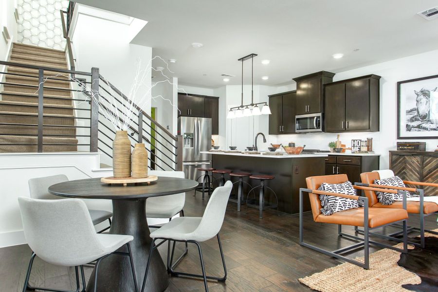 Furnished interior in a model home at Windsong Ranch Townhomes in Prosper (Image 39).