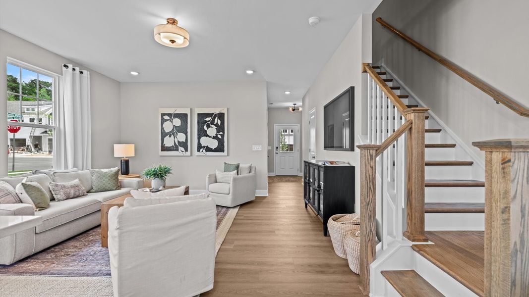 Furnished interior in a model home at Essex Townes in Franklinton (Image 5).