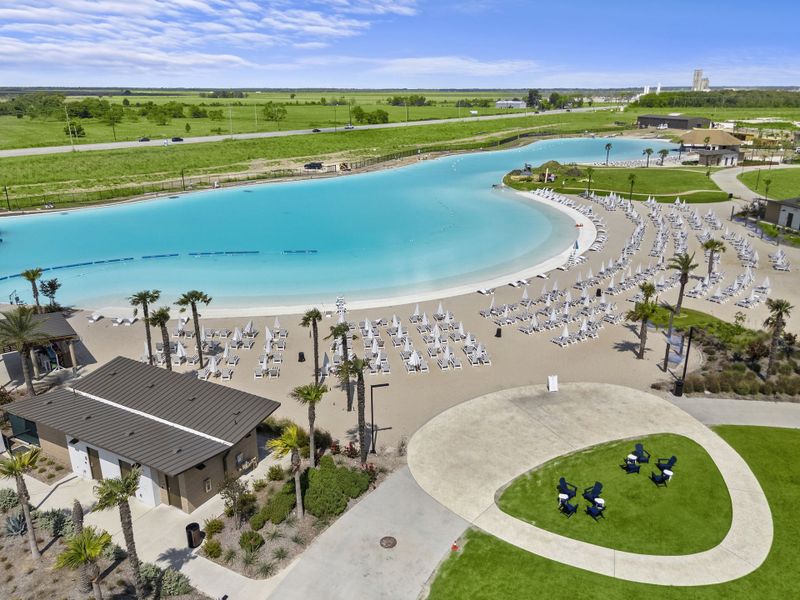 A pool with people on it.