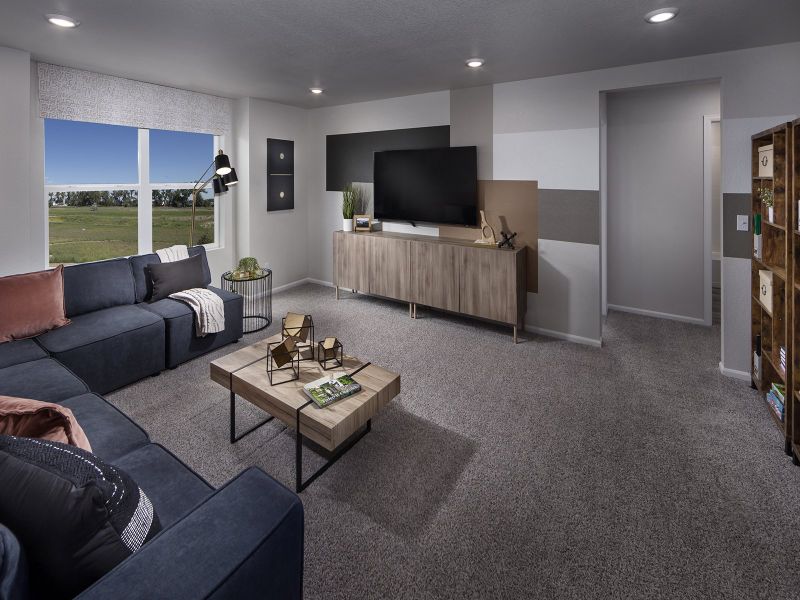 Furnished interior in a model home at Buffalo Highlands: The Flora Collection in Commerce City (Image 13). Furnished interior in a model home at Buffalo Highlands: The Flora Collection in Commerce City (Image 13).