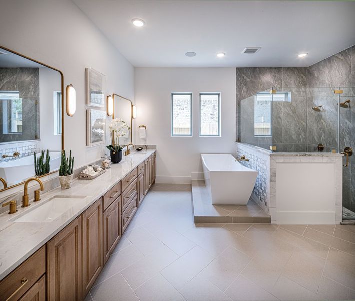 Furnished interior in a model home at The Highlands in Porter (Image 40).