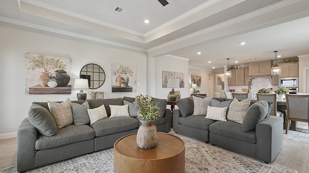 Furnished interior in a model home at Wellborn Settlement in College Station (Image 9).