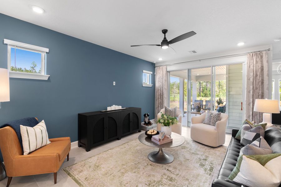 Furnished interior in a model home at Westerly Park at Wildlight – Villa Collection in Yulee (Image 8). Furnished interior in a model home at Westerly Park at Wildlight – Villa Collection in Yulee (Image 8).