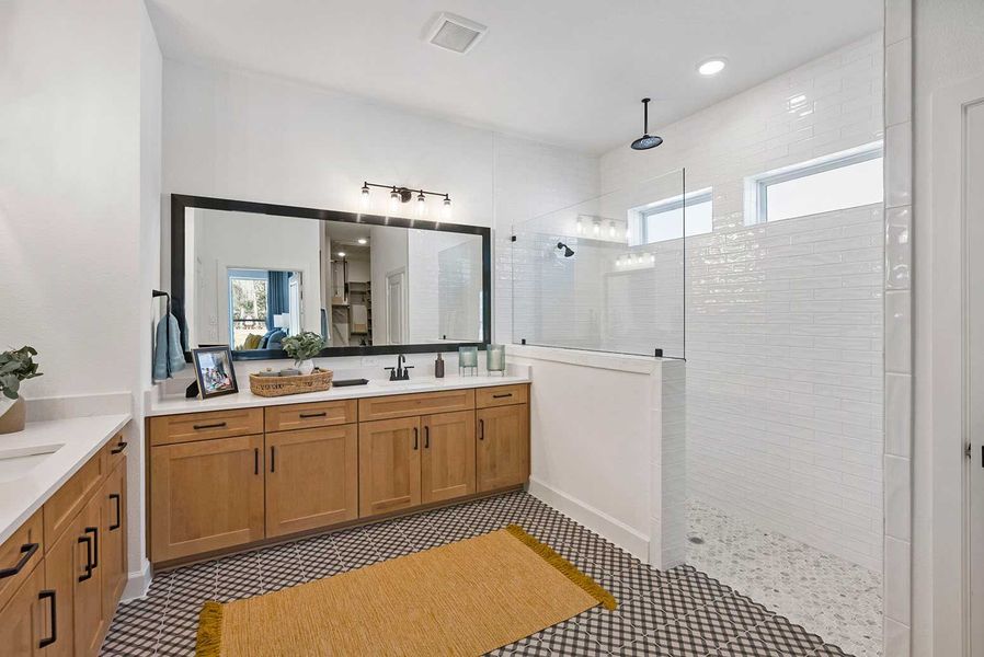 Furnished interior in a model home at The Highlands 45' - Encore Collection in Porter (Image 19).