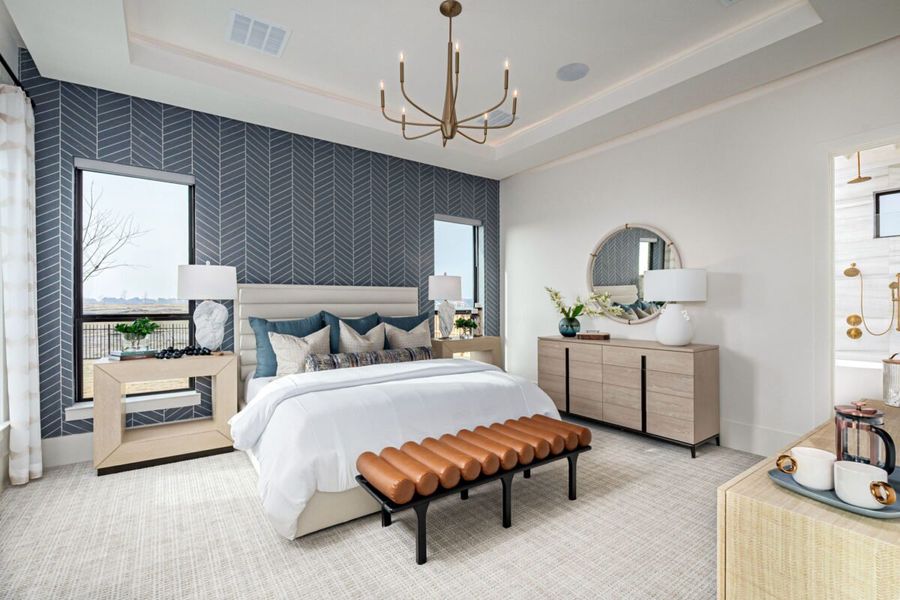 Furnished interior in a model home at Fields Prestige - 60's in Frisco (Image 10).