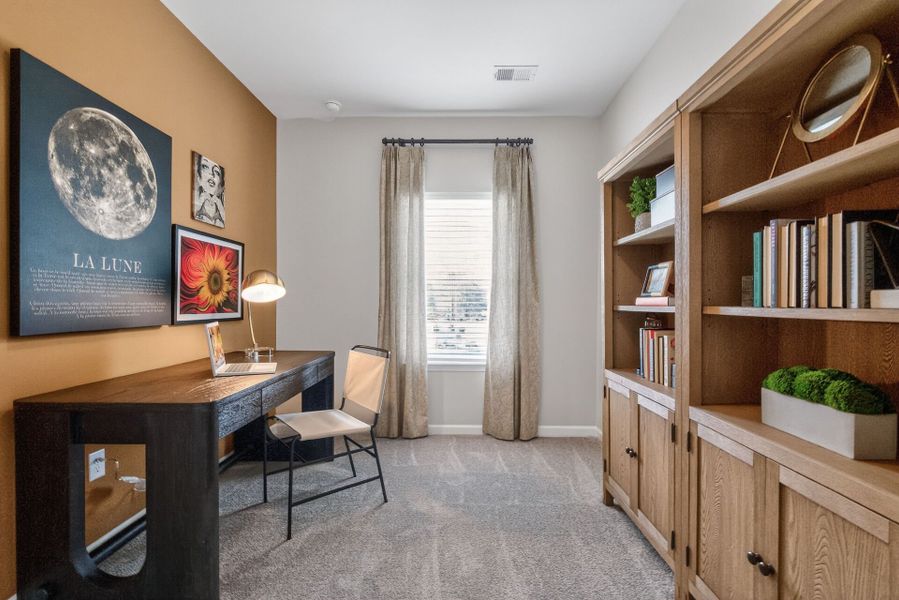 Furnished interior in a model home at The Townes at Cape Overlook in Lillington (Image 16). Furnished interior in a model home at The Townes at Cape Overlook in Lillington (Image 16).