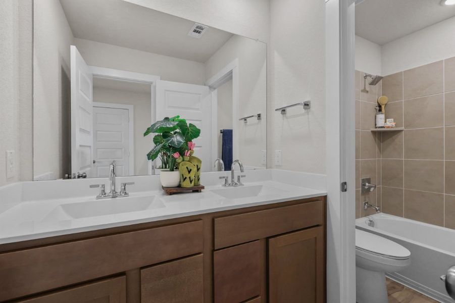A bathroom with a sink and a toilet.