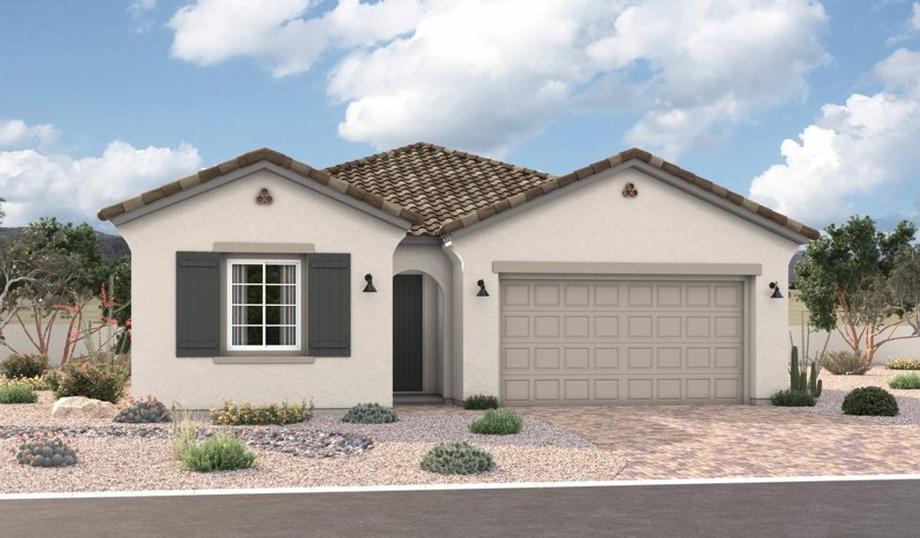 Front exterior of a home in the Portfolio at Blossom Rock community, located in Apache Junction, AZ (Image 3).
