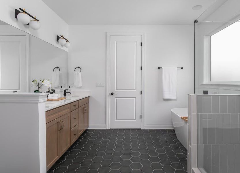 Furnished interior in a model home at The Farmstead in Chattanooga (Image 11).