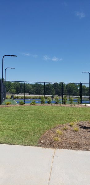 A beautifully landscaped tennis court in Timber Ridge: Timber Ridge 42' by Lennar, located in Douglasville, GA.