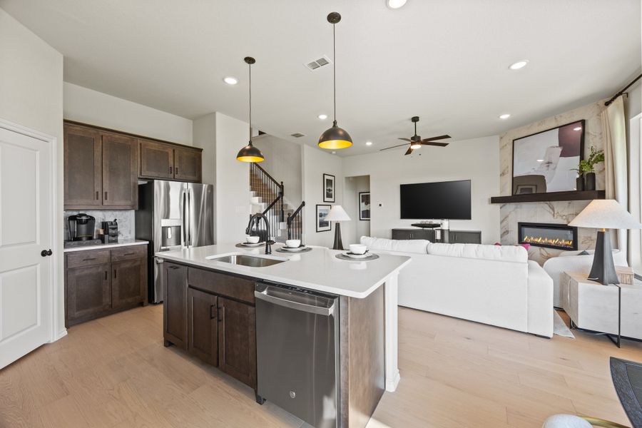 Furnished interior in a model home at El Dorado in Granbury (Image 7).