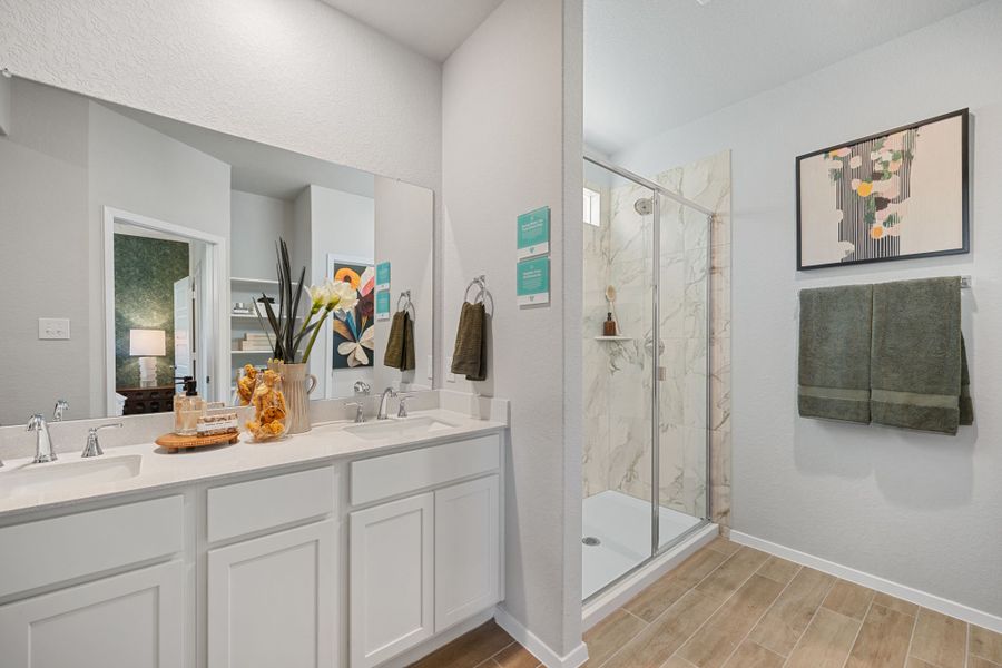 Furnished interior in a model home at Hunters Ranch in San Antonio (Image 18).