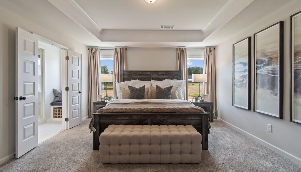 Furnished interior in a model home at Kentmere in Auburn (Image 46).