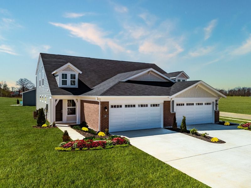 Front exterior of a home in the Villas at Gold Creek community, located in Dawsonville, GA (Image 3).