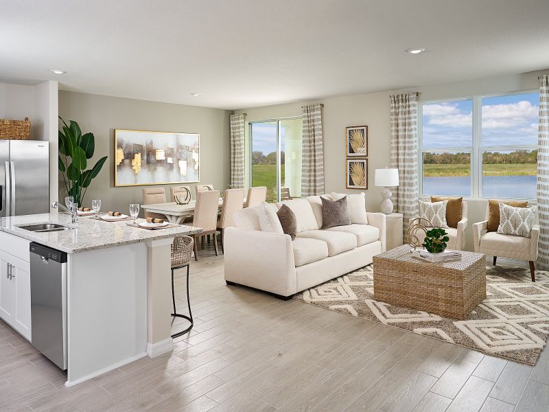 The Foxglove Floorplan Great Room Modeled at Magnolia Bay.