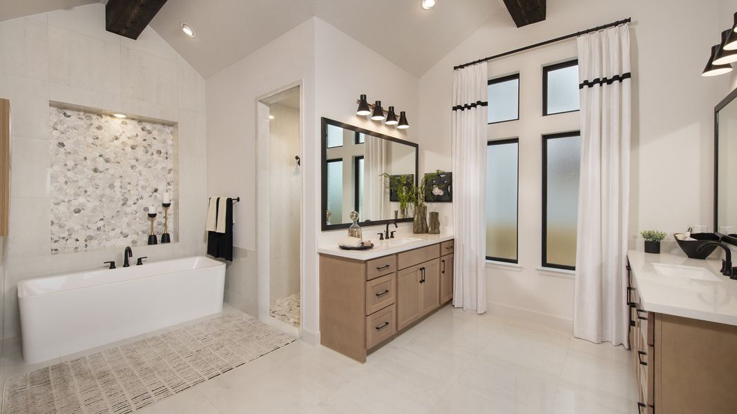 Furnished interior in a model home at Lariat 60' in Liberty Hill (Image 20).