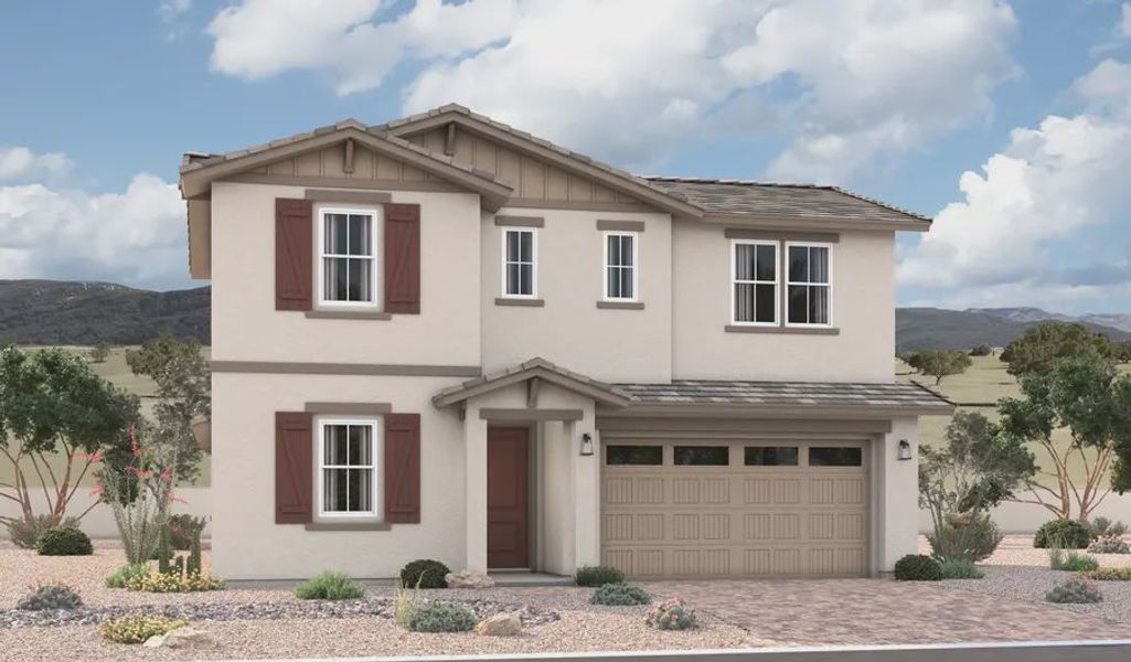 Front exterior of a home in the Portfolio at Lucero community, located in Goodyear, AZ (Image 15).