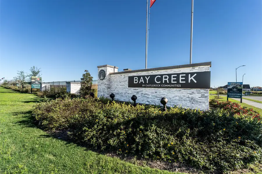 Entrance to the Bay Creek community in Baytown, TX, featuring signage and landscaping (Image 2).