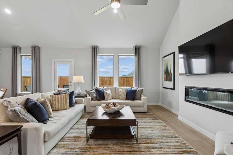 Living Room in a Madero New Winters Model in Haslet TX by Trophy Signature Homes