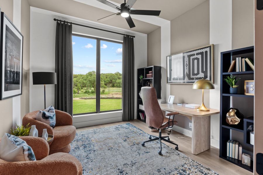 Furnished interior in a model home at Caliza Reserve in Boerne (Image 18).