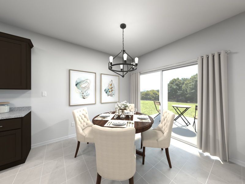 Virtual rendering of dining room in the Sawyer floorplan