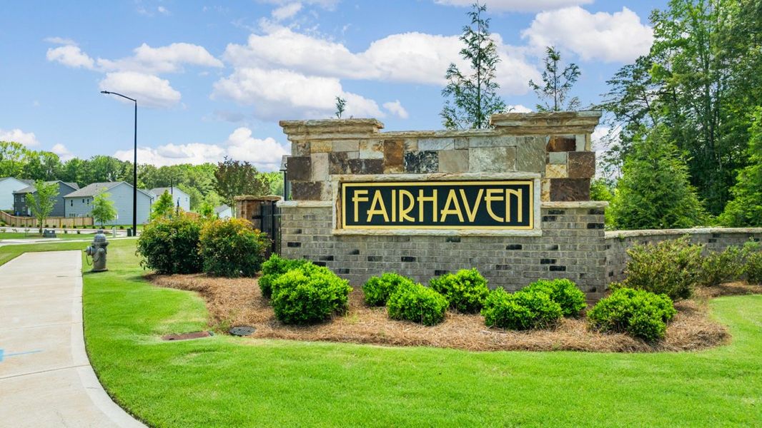 Entrance to the Fairhaven community in Lithia Springs, GA, featuring signage and landscaping (Image 2).