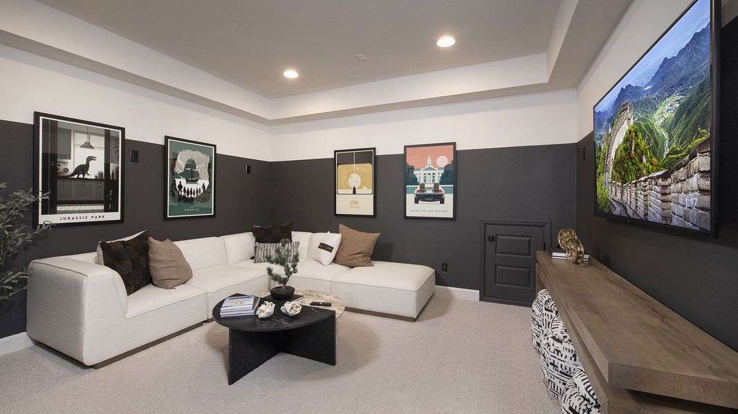 Furnished interior in a model home at Midline 55' in Houston (Image 14).