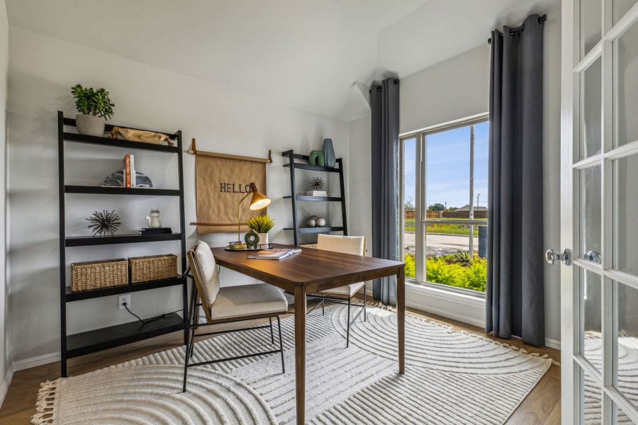 Office in a Stonehaven new Turquoise home in Seagoville TX by Trophy Signature Homes – REPRESENTATIVE PHOTO