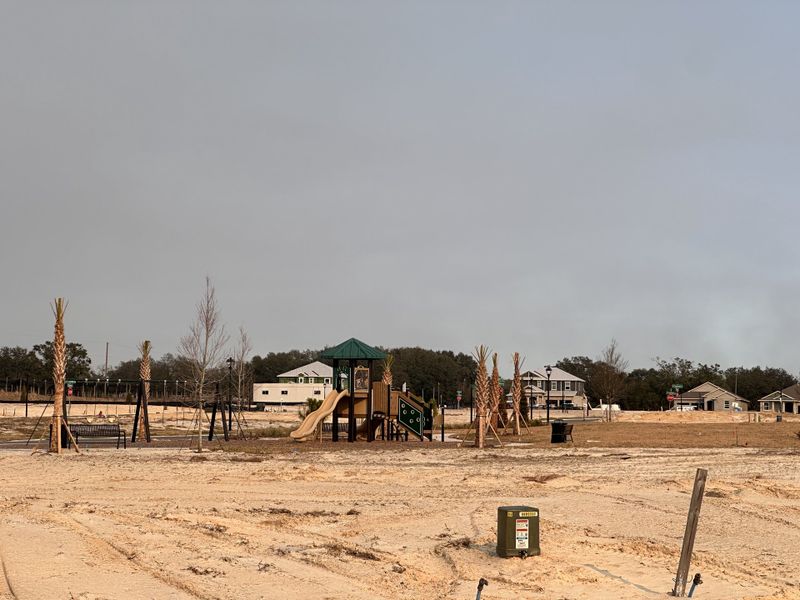 A vibrant playground with swings and slides, offering family-friendly amenities in Crossroads at Kelly Park by Dream Finders Homes (Apopka, FL).