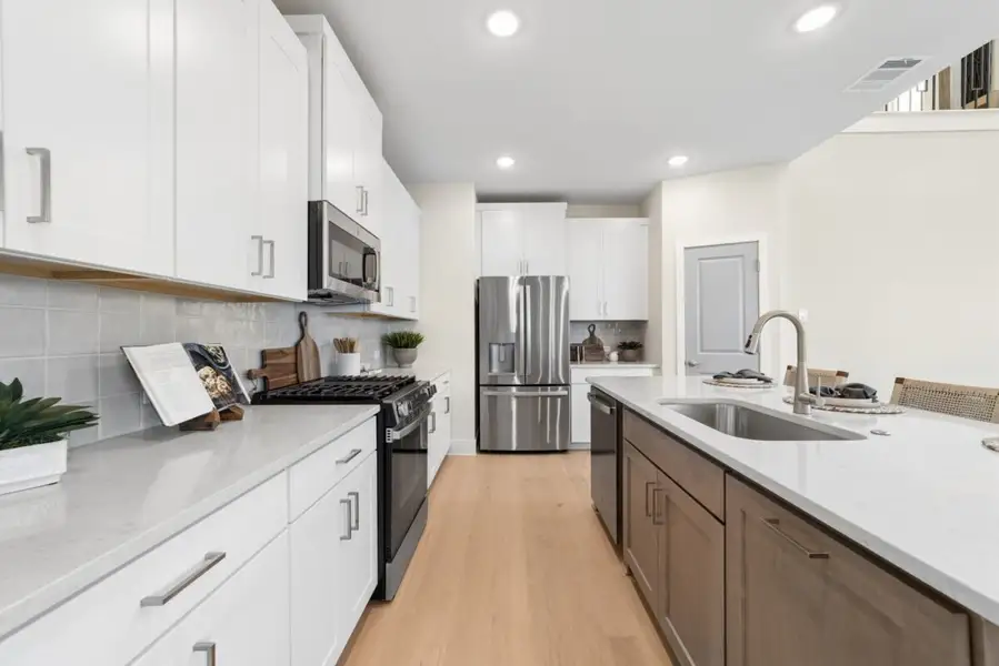Furnished interior in a model home at Fields - East Village in Frisco (Image 18).