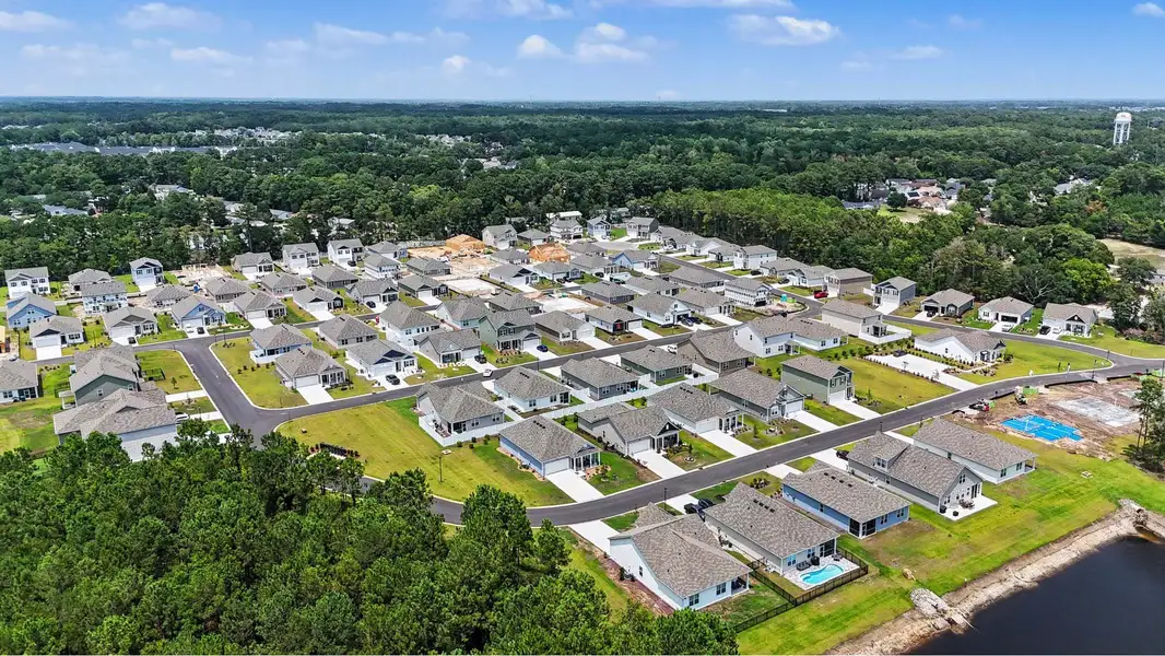 Aerial view of the Sandridge Park community in Little River, SC, showing layout and nearby surroundings (Image 9). Aerial view of the Sandridge Park community in Little River, SC, showing layout and nearby surroundings (Image 9).