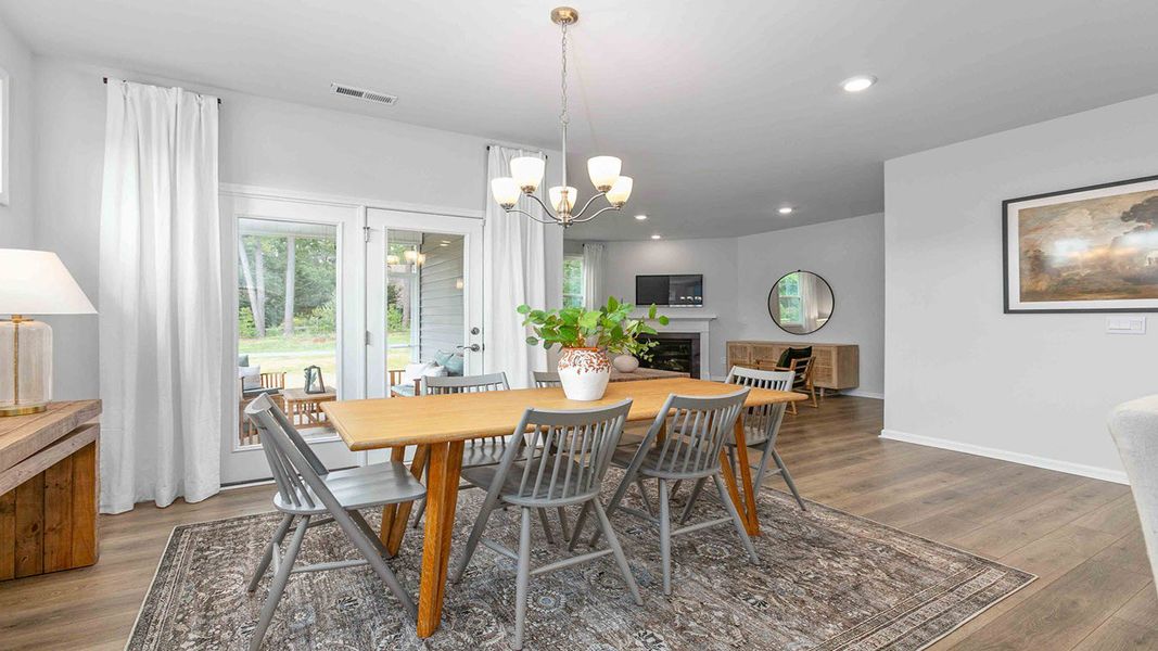 Furnished interior in a model home at The Villas at Kinsley in Jamestown (Image 18).