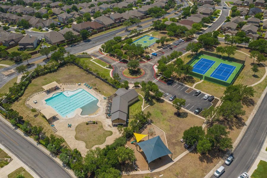 Aerial view of the Stillwater Ranch community in San Antonio, TX, showing layout and nearby surroundings (Image 11). Aerial view of the Stillwater Ranch community in San Antonio, TX, showing layout and nearby surroundings (Image 11).