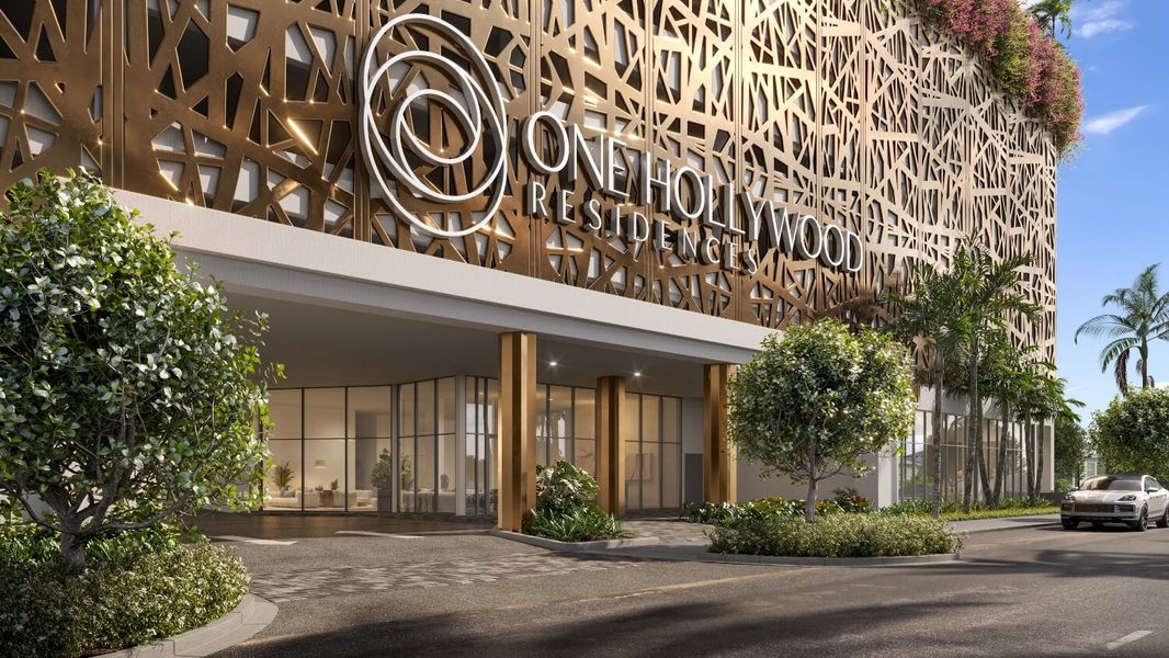 Entrance to the One Hollywood Residences community in Hollywood, FL, featuring signage and landscaping (Image 1).