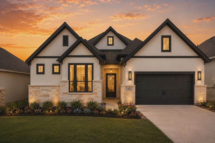 Front exterior of a home in the Crescent Bluff community, located in Georgetown, TX (Image 4). Front exterior of a home in the Crescent Bluff community, located in Georgetown, TX (Image 4).