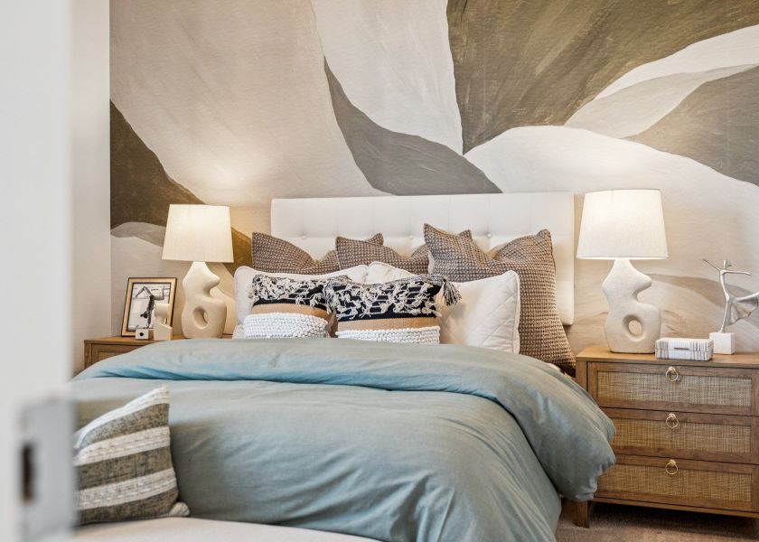 A bed with a canopy over it.