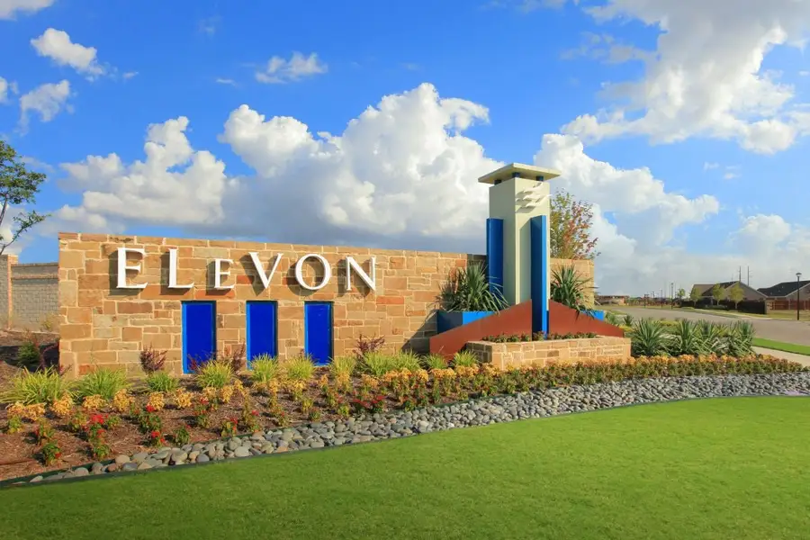 Entrance to the Elevon community in Lavon, TX, featuring signage and landscaping (Image 5).