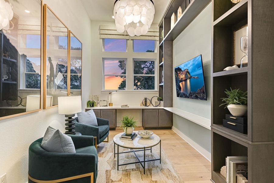 Furnished interior in a model home at Caliterra in Dripping Springs (Image 9). Furnished interior in a model home at Caliterra in Dripping Springs (Image 9).