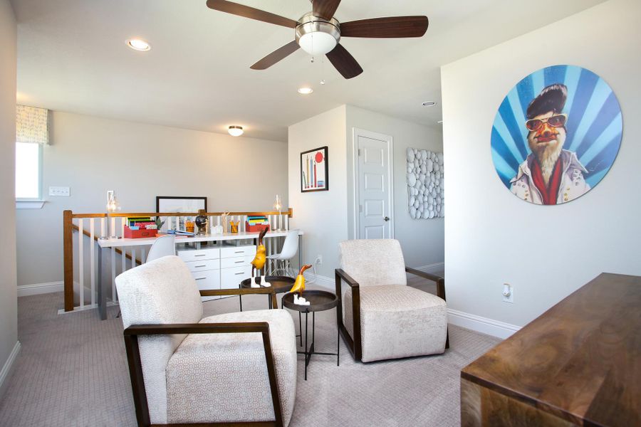 Furnished interior in a model home at Casetta Ranch in Kyle (Image 51).