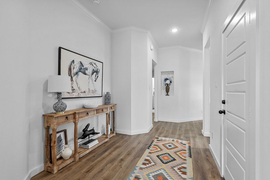 Furnished interior in a model home at Trail Creek in Cleburne (Image 8). Furnished interior in a model home at Trail Creek in Cleburne (Image 8).