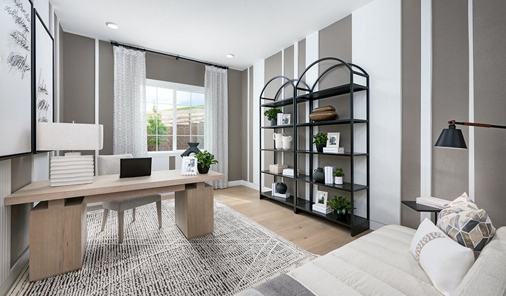 Furnished interior in a model home at Chateau at the Meadows in Castle Rock (Image 10).