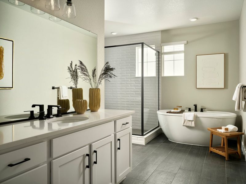 Furnished interior in a model home at Novella at Barefoot in Firestone (Image 24).
