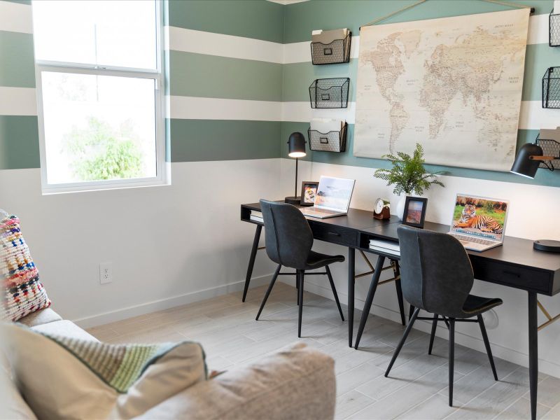 Furnished interior in a model home at Mesquite Mountain Ranch at Frontera in Surprise (Image 32).