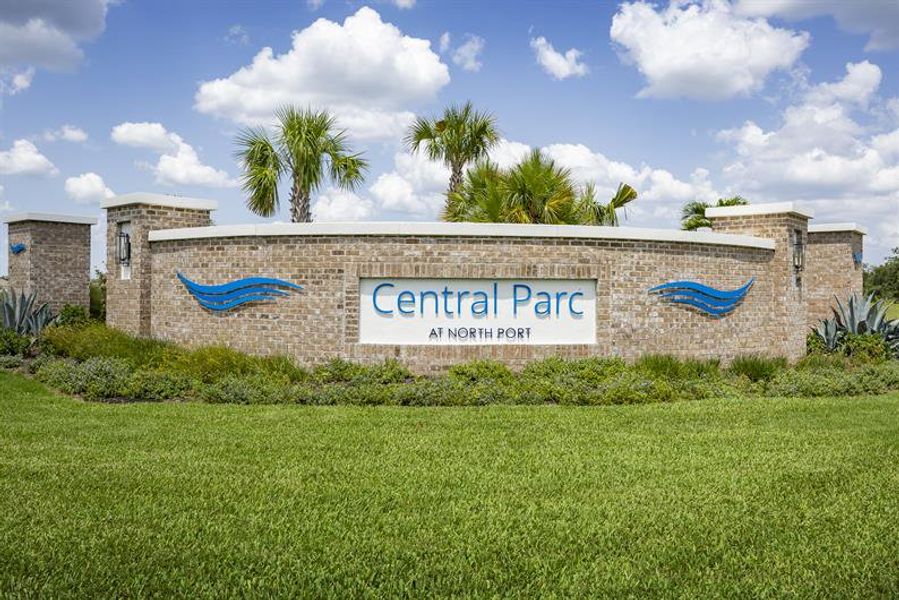 Entrance to the Central Parc community in North Port, FL, featuring signage and landscaping (Image 8).