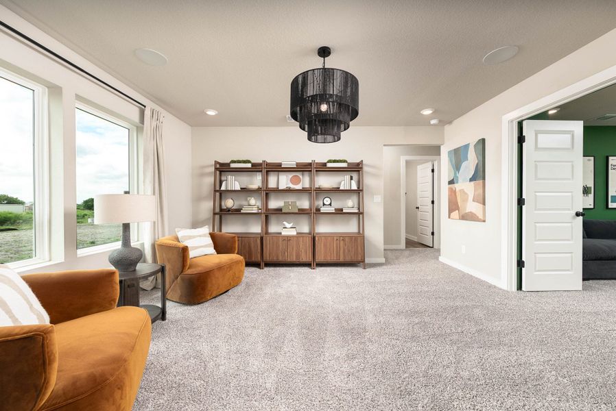 Furnished interior in a model home at Fairway Crossing in Converse (Image 17).