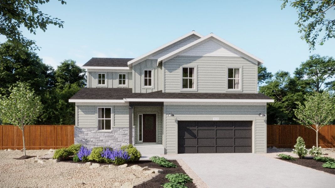 Front exterior of a home in the The Legacy Collection at Talon Pointe community, located in Thornton, CO (Image 2).