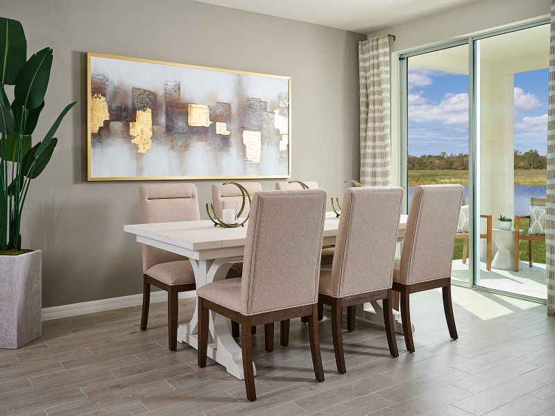 The Foxglove Floorplan Dining Area Modeled at Magnolia Bay.